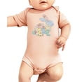 thumbnail image 3 of Ink Printed Image NOT a Quilt Patch - Easter Floral Bunny Faux Patchwork Baby Bodysuit Peach Bodysuit Newborn, 3 of 7