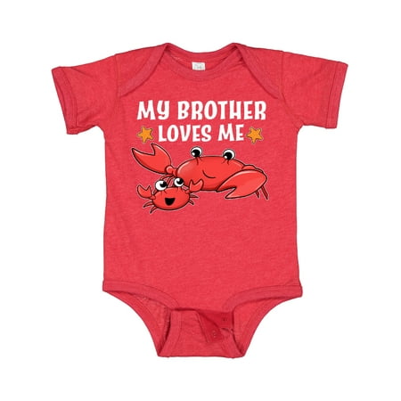 

Inktastic My Brother Loves Me- Cute Crab Family Gift Baby Boy or Baby Girl Bodysuit