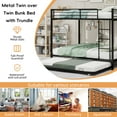thumbnail image 2 of Miniyam Metal Full over Full Bunk Bed with Trundle, Space Saving Bunk Bed Frame with Ladder and Guardrails for Dorm, Apartment, Black, 2 of 7