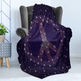 thumbnail image 4 of Purple Hippie Soft Flannel Fleece Throw Blanket, Composition of Peace Sign Beaming, Cozy Plush for Indoor and Outdoor Use, 60" x 80", Indigo Purple, by Ambesonne, 4 of 5