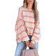 thumbnail image 1 of Jersey suelto para mujer, Top con estampado de rayas, cuello redondo, hombros caídos, manga larga, sudadera informal de gran tamaño para primavera y otoño, rosa, XXL, 1 of 8