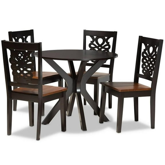 Bowery Hill Two-Tone Brown Finished Wood 5-Piece Dining Set