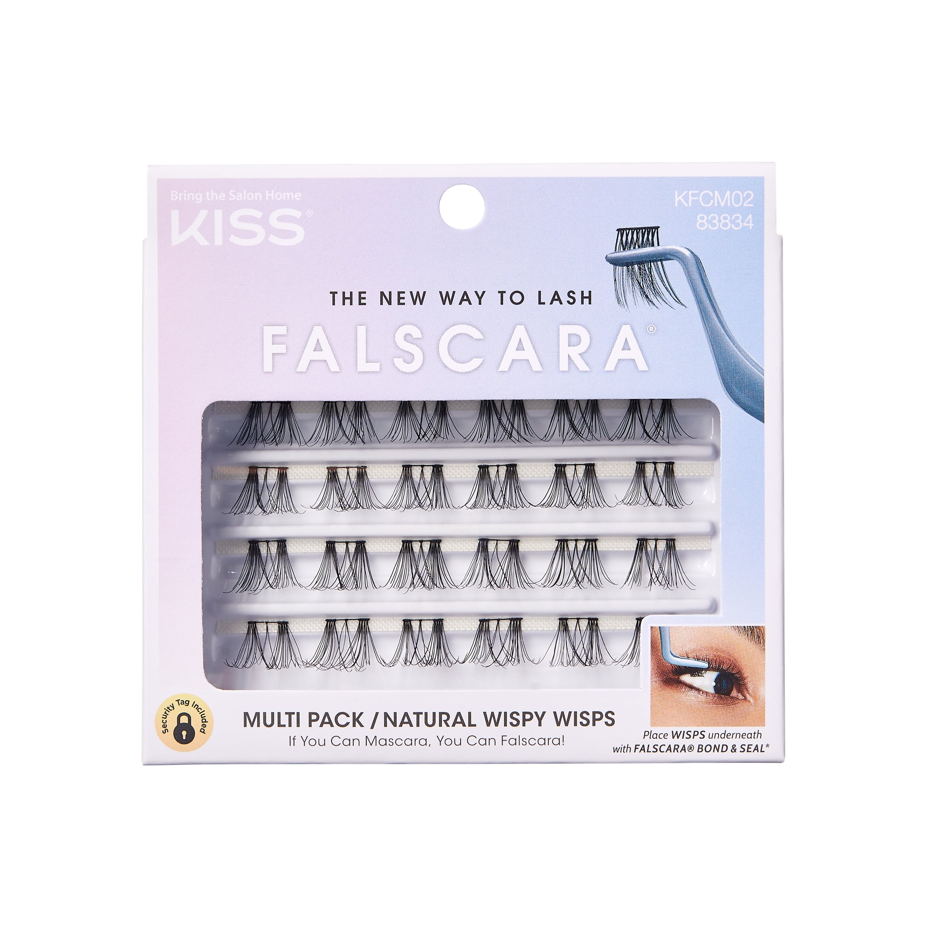 KISS Falscara DIY Eyelash Extensions Multipack, Natural Wispy Wisps, 24 Count