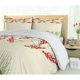 thumbnail image 5 of Ambesonne Rowan Duvet Cover Sets, Border with Mountain Ash, 2-Queen, Fern Green Vermilion, 5 of 7