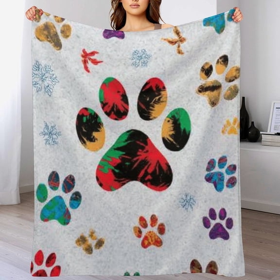 RKSupls Christmas Throw Blanket,Soft Warm Flannel Dog Blanket Gift for Christmas Home Bed Sofa Couch Decor,50x60 in