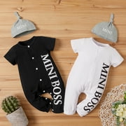 PatPat Baby Boy MINI BOSS Jumpsuits with Hat