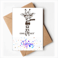 thumbnail image 1 of Giraffe Cartoon Animal Brown Welcome Back Greeting Cards Envelopes Blank, 1 of 3