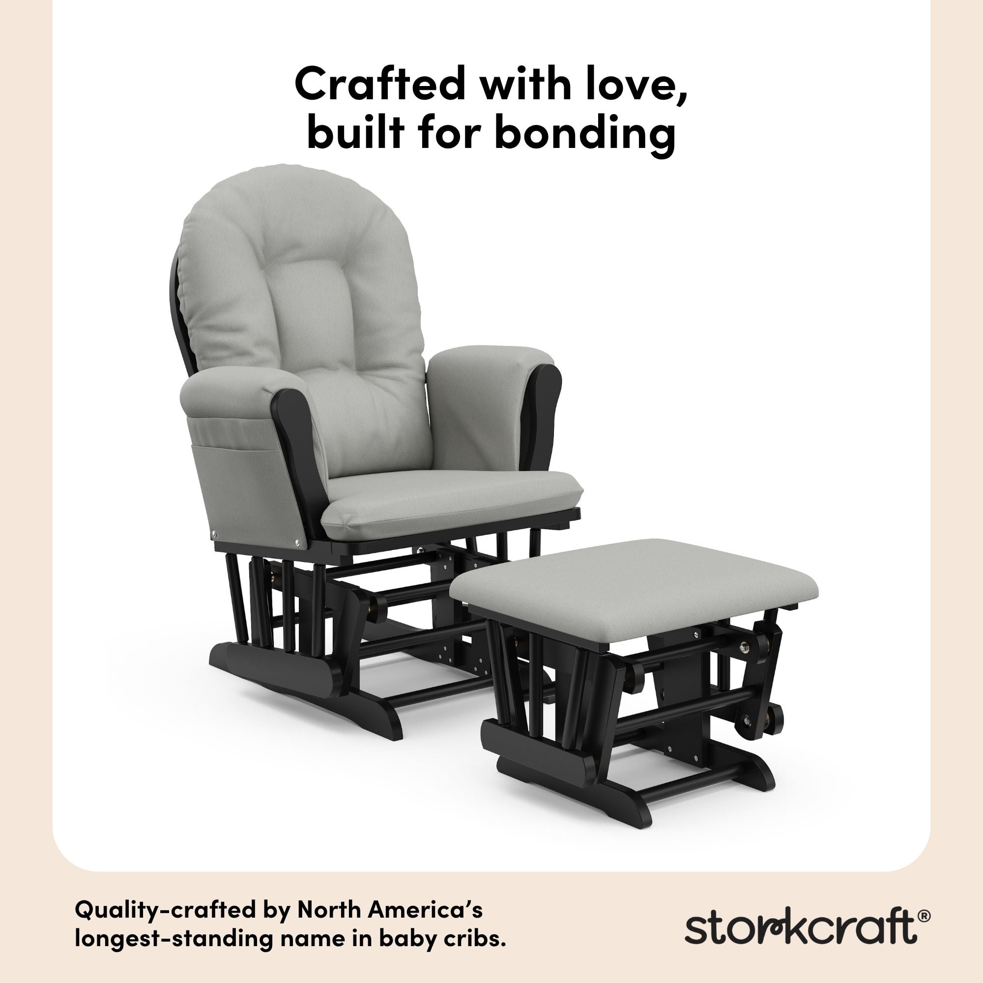 Storkcraft Hoop Infant Nursery Glider and Ottoman, Black with Light Gray