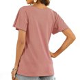 thumbnail image 4 of Tops for Women Casual Summer Knit Ribbed Plain Short Sleeve T Shirts Tunic Tie Neck Loose Soft Comft Shirts Blouses, 4 of 7