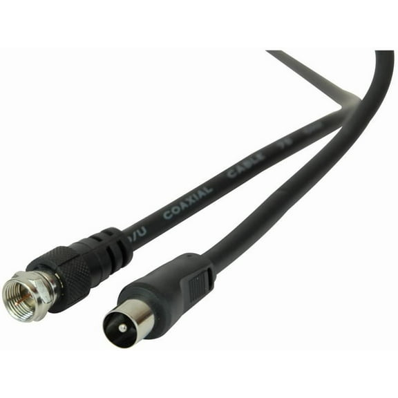 PRO SIGNAL - F Plug to Coax Plug Lead with RG59 Coaxial Cable, 1m Black