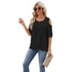 thumbnail image 3 of Blusa de Verano de Corta con Hombros Descubiertos y Encaje Acampanado para Mujer Negro XL, 3 of 10