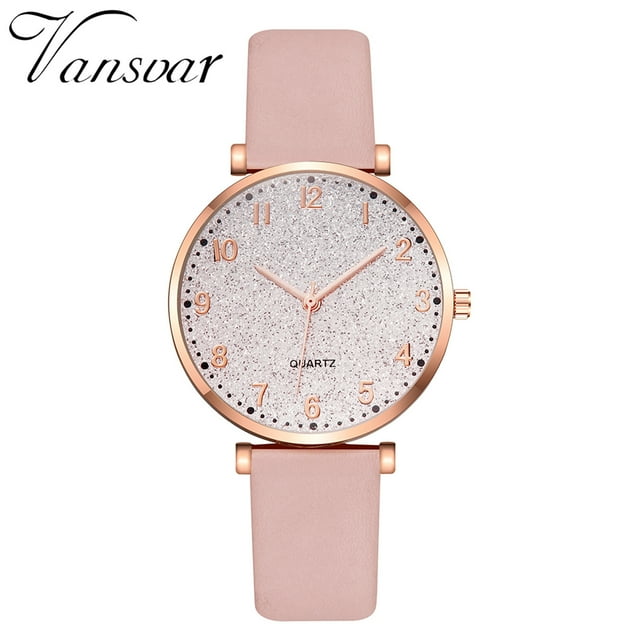 Reloj de cuarzo para mujer, relojes para mujer vansvar Reloj de pulsera casual de cuarzo con correa de cuero para mujer Reloj de pulsera