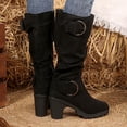 thumbnail image 2 of JUSLIO Winter Boots for Women,Chunky Heel Boots Solid Color Mid Calf Boots Fashion Casual Zipper Comfort Lightweight Boots Plus Size Boots, 2 of 9