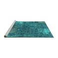 thumbnail image 2 of Ahgly Company Machine Washable Indoor Rectangle Patchwork Turquoise Blue Transitional Area Rugs, 3' x 5', 2 of 4
