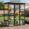 thumbnail image 4 of GYSIBAPO Large Wooden Catio Outdoor Cat Enclosure, Walk-in Cat House with 2 Condos, 5 Platforms, 4 Doors & Weatherproof Roof, 4 of 12