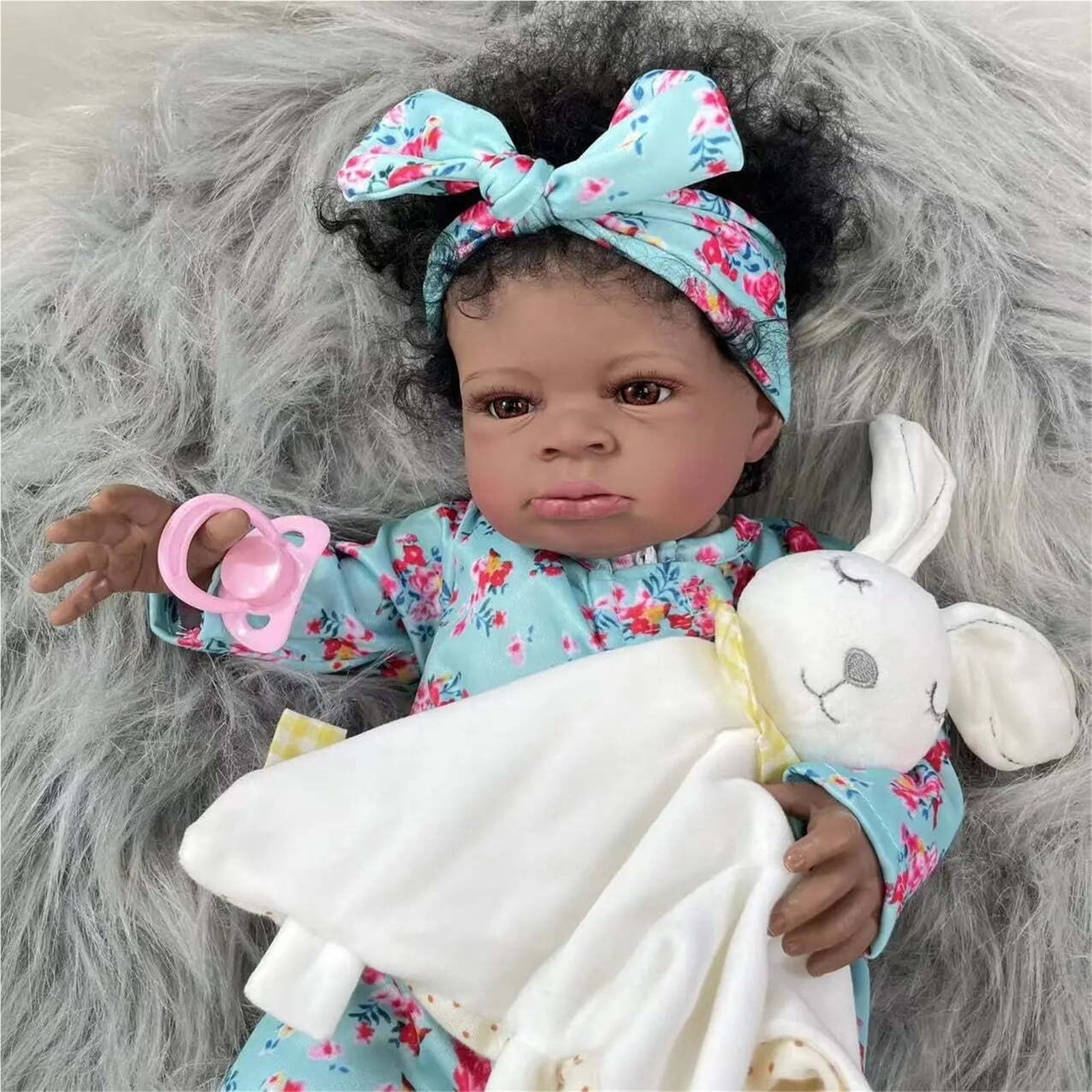 20Inch African American Doll Black Skin Reborn Baby Finished Newborn With Rooted Hair Handmade Toy Gift For Girls XUYAOYGY