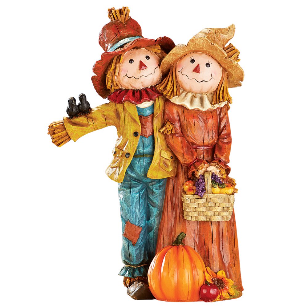 Festive Tabletop Scarecrow Couple Indoor Fall Home Decor, HandPainted