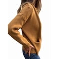 thumbnail image 3 of Women'S Zip Up Knit Cardigan Long Sleeve Stand Collar Sweater Outwear Coat with Pockets Yellow M, 3 of 6