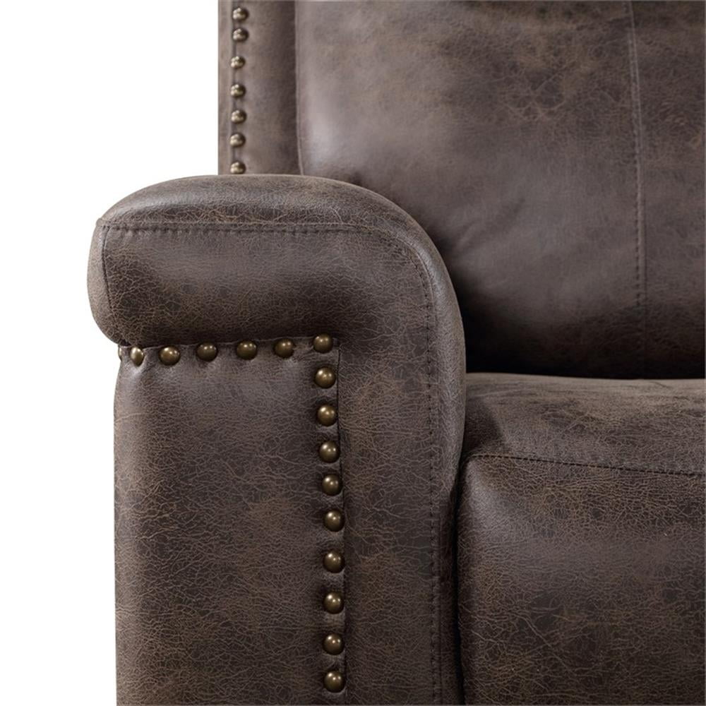 New Classic Furniture Quade Polyester Fabric Sofa with Dual Recliner in Mocha