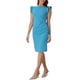thumbnail image 4 of INSPIRE CHIC Vestido de cóctel midi azul con cuello barco, mangas con volantes y abertura en la parte posterior, 4 of 6
