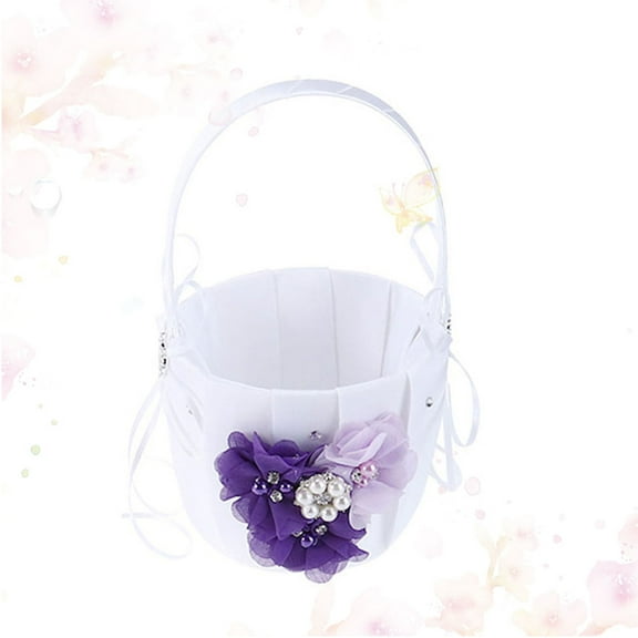 BESTOYARD Lavender Flower Girl Basket Purple 1Pack