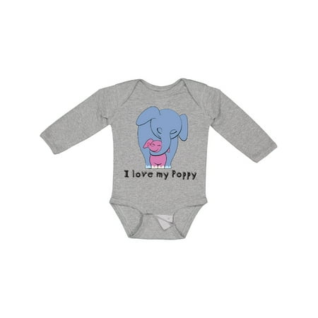 

Inktastic I Love My Poppy Elephant Blue Pink Gift Baby Girl Long Sleeve Bodysuit
