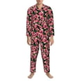 thumbnail image 3 of Lsque Trendy Floral Pattern Long Sleeve Pajama Set for Men - Soft 2-Piece Sleepwear and Loungewear Set with Pockets, Comfy Nightwear-X-Large, 3 of 7