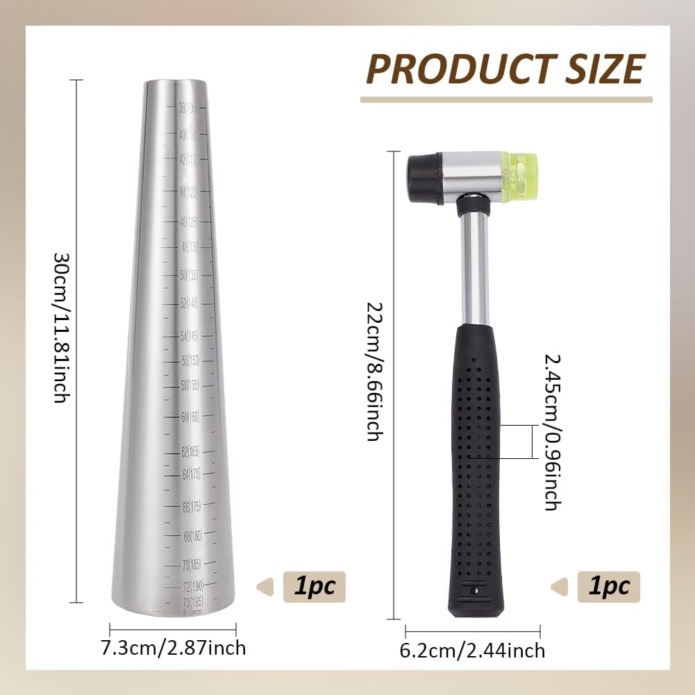 1set Bracelet Mandrel Sizer Set Including Iron Hammer Stainless Steel Round Bracelet Mandrel with Graduated Adjust Bracelet Making Jewelry Making Tool for Jewelry Makers DIY