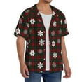thumbnail image 2 of Sikiie Plaid Snowflakes Festive Men's Cuban Shirt, Hawaiian Shirts, Business Casual Button Down Shirts, Short Sleeve Shirt-4X-Large, 2 of 5