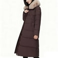 thumbnail image 5 of hoksml Women's Long Puffer Coat Fake Fur Collar Knee-Length Winter Jacket with Belted Waist Heavyweight Down Alternative Jacket, 5 of 5