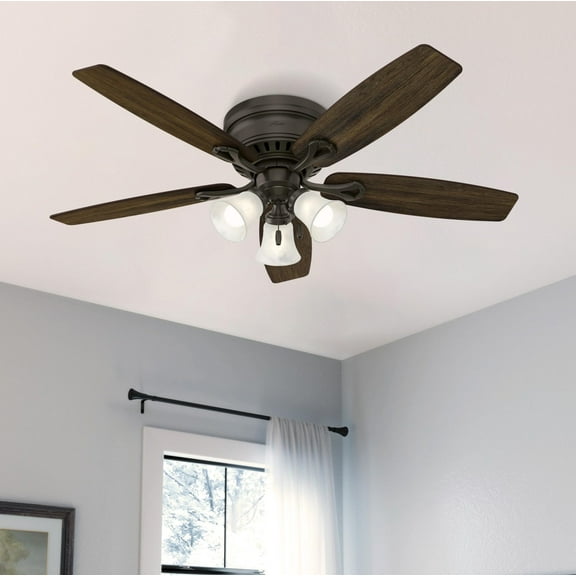 Restored Hunter Fan 52 inch Traditional Bronze Indoor Ceiling Fan with Light Kit and Pull Chain (Refurbished)