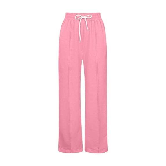 Kids Girls Wide Leg Pants Elastic Waist Drawstring Sweatpants Loose Fit Straight Leg Trousers for School Casual Daily Wear, 4T-15Y