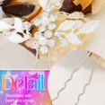 thumbnail image 4 of MaxxMarket Leaf Bride Wedding Hair Pins Crystal Bridal Head Dress Pearl Hair Accessories for Women and Girls (Pack of 3) (B Silver), 4 of 12