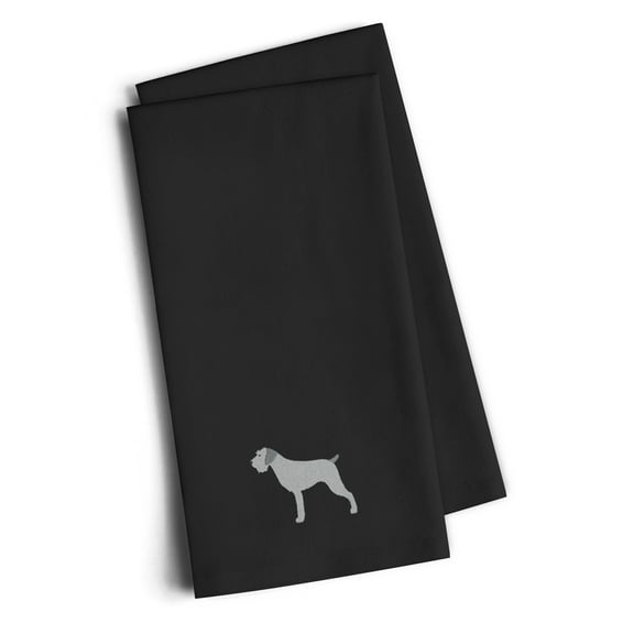 German Wirehaired Pointer Black Embroidered Towel Set of 2