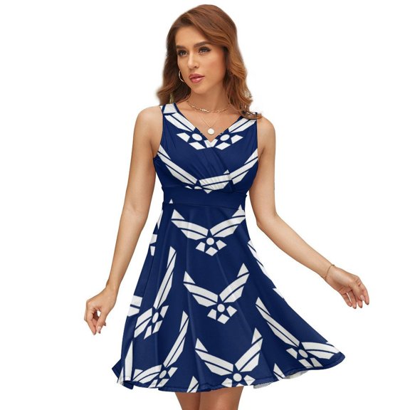 United States Air Force Logo, White Graphic Dress Summer Street Style Dresses Female Sleeveless Printed Sundress