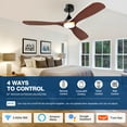 thumbnail image 2 of NOPAARD 52 Inch Smart Wood Ceiling Fan with Light, Ceiling Fans with Remote, Wifi Alexa and App Controls, Reversible Blades, Quiet DC Motor, Timing, High CFM, Dimmable LED Light, Red Walnut, 2 of 7