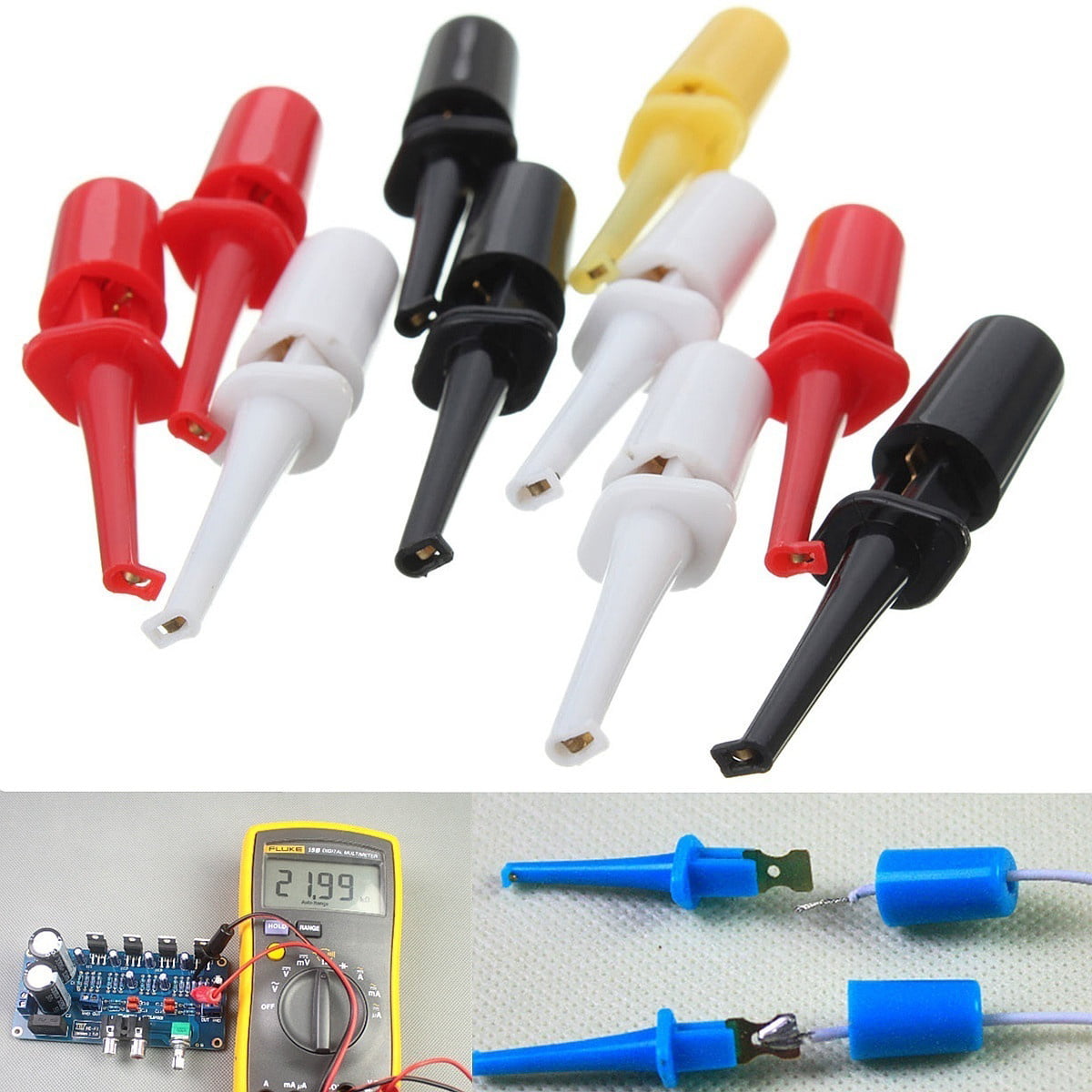 10x Lead Wire Kit Test Hook Clip Grabbers Test Probe SMT/SMD for Multimeter*JO 