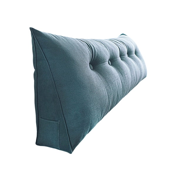 Triangular Headboard Pillow - Wedge Shaped Backrest Support Pillow for Dorm Beds with Side Pockets, Reading Bolster Cushion for College Students, Bed Wedge