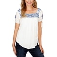 thumbnail image 1 of Blusa de punto flameado bordada Lucky Brand Hueso Grande, 1 of 2