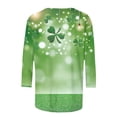 thumbnail image 4 of ZVAVZ T-Shirts Graphiques pour Femmes, Blouse Décontractée à Manches 3/4 Trèfle Chanceux, Grande Taille, Col Rond, Patchwork Printanier, Vert, G, 4 of 5