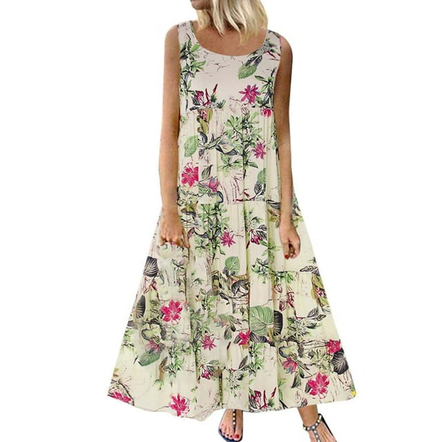 Sexy Dance Robe d'Été de Plage pour Femmes à Manches Courtes Longue Robe Maxi Robes Bohèmes Riz TG