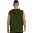 thumbnail image 3 of Raenseen Mens Fashion Sleeveless Athletic Hoodies Sport Sweatshirt Solid Color Pullover Gym Tank Top Army Green XXL, 3 of 8