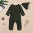thumbnail image 6 of Actgleam Newborn Baby Boys Girls Pajamas with Hat Long Sleeve Button Solid Bodysuit Romper 2-Pack, 6 of 8