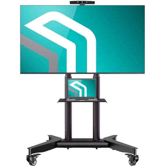 ONKRON Mobile TV Stand, Rolling TV Cart Height Adjustable for 32-75 Inch TVs up to 132 lbs VESA up to 600x400 Black