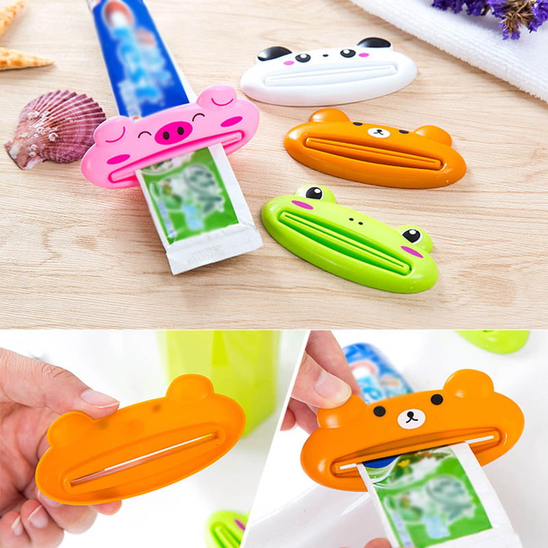Kids Cartoon Animal Toothpaste Dispenser Cream Rolling Squeezer Bathroom Holder 