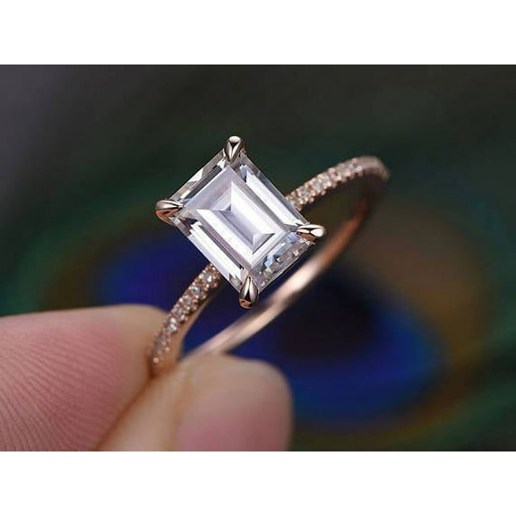 1.50 ct Moissanite Diamond Engagement Ring in Semi Eternity with 18k Gold Plating