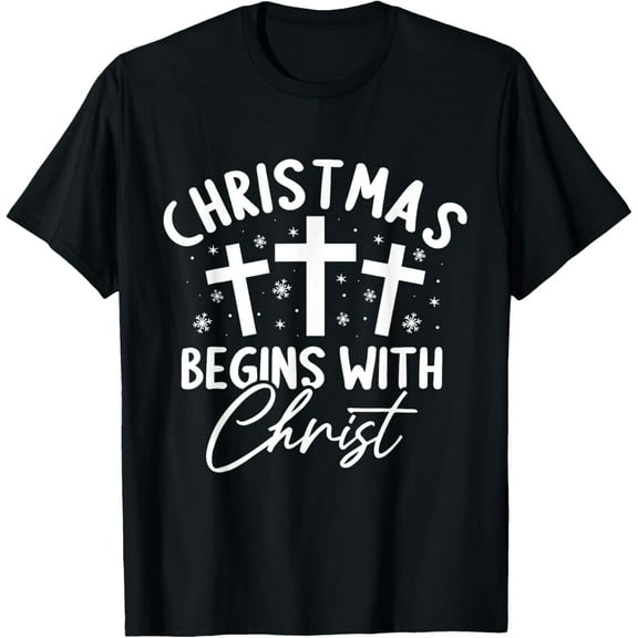 Christmas Begins With Christ Snowman Christian Religious T-Shirt