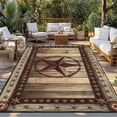 thumbnail image 2 of Western Farmhouse Outdoor Rug 4x6 Ft - Reversible Patio Rug Outdoor Camping Rugs, Primitive Rustic Country Retro Texas Star Indoor Outdoor Area Rugs, Non-Slip Outdoor Carpet Runner for Deck/Porch, 2 of 8