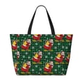 thumbnail image 2 of Pofeuu Vintage Santa Skiing Green Plaid Print Beach Bag,Waterproof Sandproof Beach Tote Bag, Large Capacity Foldable Beach Bags for Women, 2 of 7