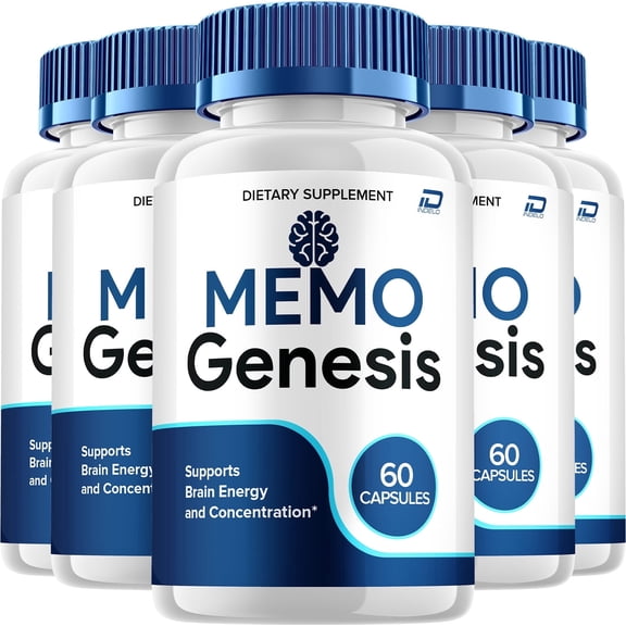 Memo Genesis Supplement Capsules – MemoGenesis Natural Blend Memory Focus Pills, 5 Pack, 300 Capsules